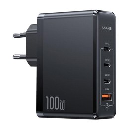 USAMS Ładowarka sieciowa Usams T50 100W GaN 3xUSB-C PD 3.0 + USB-A bez kabla - czarna