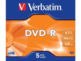 VERBATIM DVD-R Verbatim 4.7GB X16 Matt Silver (5 Jewel Case)