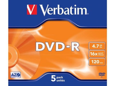 Verbatim DVD-R Verbatim 4.7GB X16 Matt Silver (5 Jewel Case)