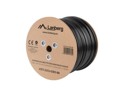 LANBERG Kabel FTP Lanberg kat. 5e 305m drut Outdoor CU czarny