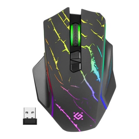 Defender Mysz bezprzewodowa Defender URAN GM-503 optyczna 3200dpi czarna RGB AKUMULATOR 8 przycisków Gaming