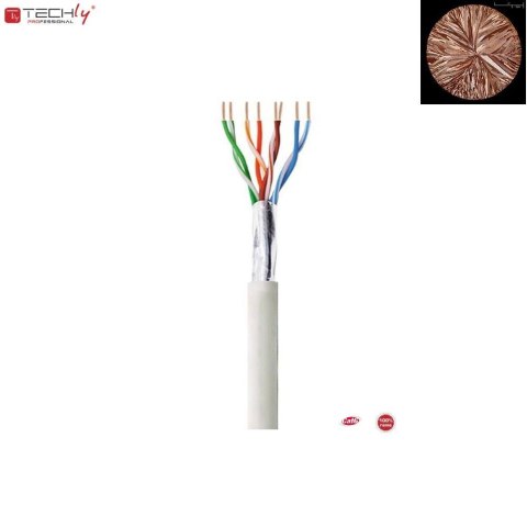 Techly Kabel instalacyjny TechlyPro skrętka Cat6 F/UTP linka 100% miedź, 100m szary