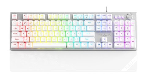 KRUX Klawiatura przewodowa Krux Frost Silver-White RGB Gaming White