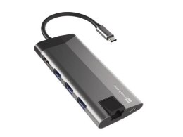 Natec Stacja dokująca USB Natec Fowler Plus Multiport USB-C PD, 3x USB 3.0, HDMI 4K, RJ45, USB-C, SD, Micro SD