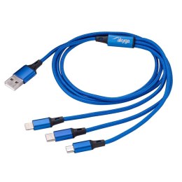 AKYGA Kabel USB Akyga AK-USB-27 USB A (m) / micro USB B (m) / USB type C (m) / Lightning (m) 1.2m