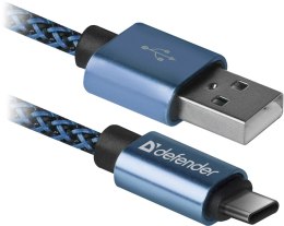 Defender Kabel USB Defender AM-TYPE C 1m 2,1A niebieski