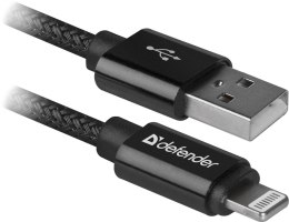 Defender Kabel USB Defender USB-LIGHTNING 1m 2,1A czarny