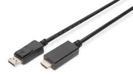 Digitus Kabel adapter DIGITUS DisplayPort 1.2 4K 60Hz UHD Typ DP/HDMI A M/M czarny 3m