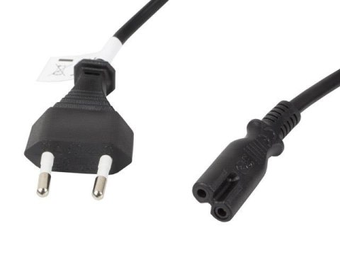 LANBERG Kabel zasilający Lanberg CEE 7/16 -> IEC 320 C7 EURO (radiowy) 1,8m VDE czarny