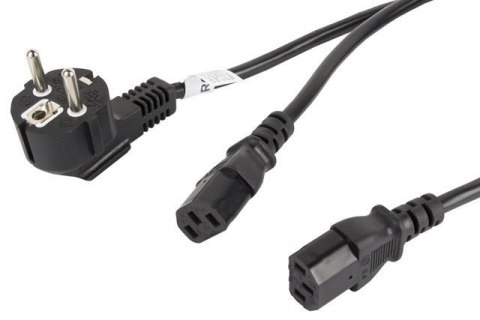 LANBERG Kabel zasilający Y Lanberg CEE 7/7 -> 2x IEC 320 C13 (2 zasilacze) 1,8m czarny