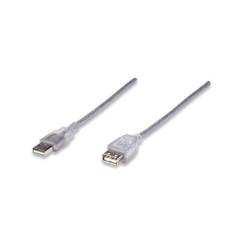 Manhattan Kabel Manhattan USB 2.0 A-A M/F, 1,8m, srebrny