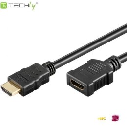 Techly Przedłużacz HDMI Techly HDMI-HDMI V1.4 M/F Ethernet 3D 4K, 1,8m, czarny
