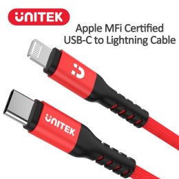 UNITEK Kabel Unitek C14060RD USB-C - Lightning Pro MFI M/M 1m