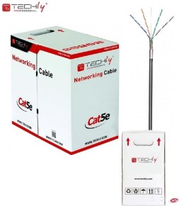 Techly Kabel instalacyjny TechlyPro skrętka Cat5e F/UTP drut CCA zewnętrzna 305m, czarny