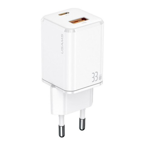 USAMS Ładowarka sieciowa Usams T43 33W 1xUSB-C + 1xUSB PD 3.0 QC 3.0 bez kabla - biała