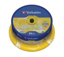VERBATIM DVD+RW Verbatim 4x 4.7GB (Cake 25) MATT SILVER