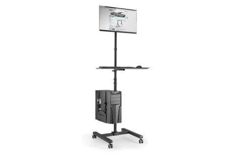 Digitus Stojak - mobilna stacja robocza DIGITUS 1xLCD max.32" max.8kg + klawiatura + PC max.10kg, uchyl.-obrot.