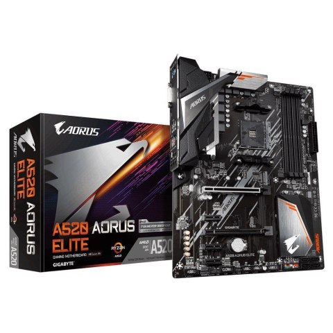 GIGABYTE Płyta Gigabyte A520 AORUS ELITE (rev. 1.0) /AMD A520/DDR4/SATA3/M.2/USB3.0/PCIe3.0/AM4/ATX