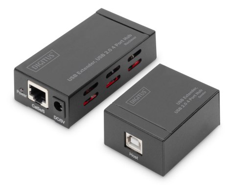 Digitus Przedłużacz/Extender HUB 4 port DIGITUS USB 2.0 po skrętce Kat. 5e/7, do 50m