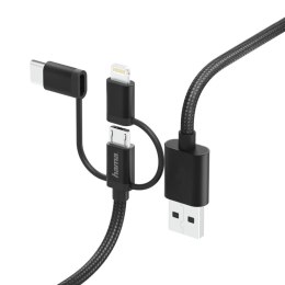 HAMA POLSKA Kabel USB Hama 3w1 Micro USB, Typ-C/Lightning 1,5m, czarny
