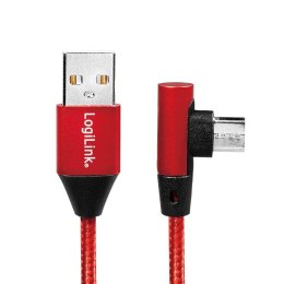 LogiLink Kabel USB 2.0 LogiLink CU0149 USB A - micro USB B, M/M, kątowy, czerwony 0,3m