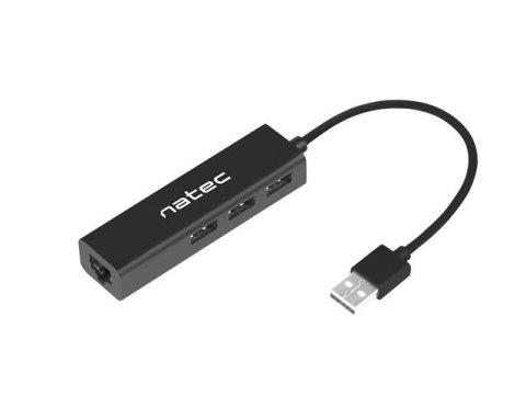 Natec Hub USB Natec 3x USB 2.0 + RJ45 Dragonfly czarny