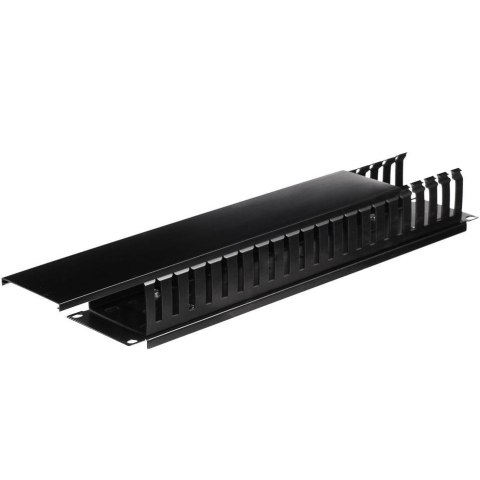 NETRACK Organizator kabli 19''/2U - czarny z pokrywą Netrack