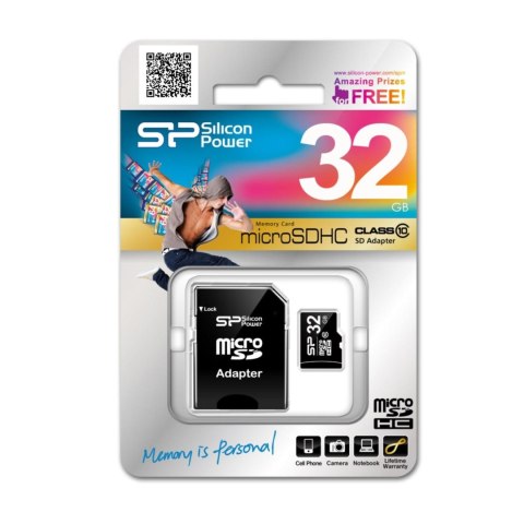 SILICON POWER Karta pamięci MicroSDHC Silicon Power 32GB Class 10 + adapter