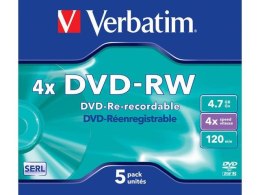 VERBATIM DVD-RW Verbatim 4.7GB X4 MATT Silver (5 Jewel Case)