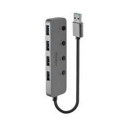 LINDY Hub USB 3.0 LINDY 3 Ports, RJ-45 Gigabit Ethernet, czarny