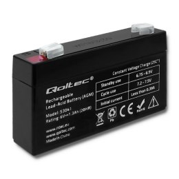 Qoltec Akumulator AGM Qoltec | 6V | 1.3Ah | max.0.39A