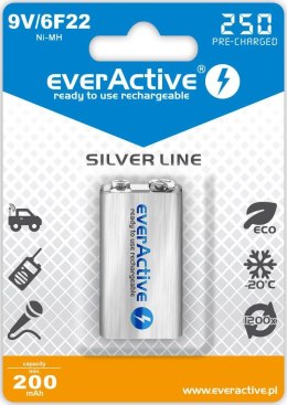 Everactive Akumulatorek 6F22/9V everActive Silver Line 250 mAh 1 sztuka