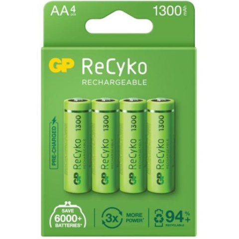 GP Recyko Akumulatorki AA / R6 GP ReCyko 1300 Series Ni-MH 1300mAh blister 4 sztuki