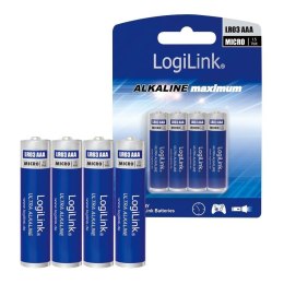 LogiLink Baterie alkaliczne LR03 LogiLink LR03B4, AAA, Micro, 4szt