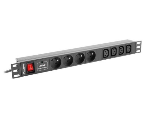 LANBERG Listwa zasilająca Lanberg do RACK 1U 16A PDU 4x PL + 4x IEC C13 2m czarna