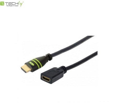 Techly Przedłużacz HDMI Techly HDMI-HDMI M/F Ethernet 3D 4K, 5m, czarny