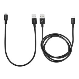 VERBATIM Kabel Verbatim micro USB-B(M) - USB-A(M) 100cm i 30cm czarny 2pak