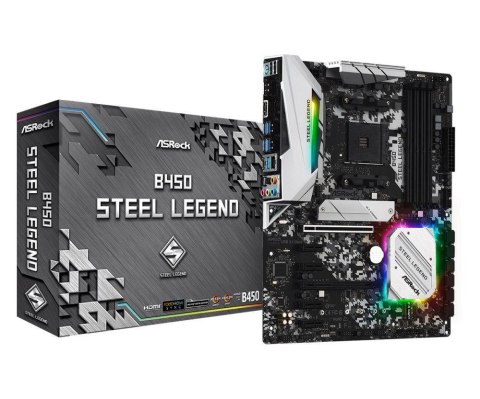 Asrock Płyta ASRock B450 Steel Legend /AMD B450/DDR4/SATA3/M.2/USB3.1/PCIe3.0/AM4/ATX