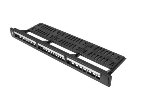 LANBERG Patch panel pusty Lanberg PPKS-1124-B 24 port 1U 19" z organizerem do modułów keystone czarny