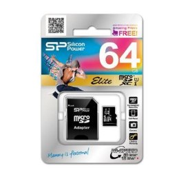 SILICON POWER Karta pamięci MicroSDXC Silicon Power Elite UHS-1 64GB CL10 + adapter