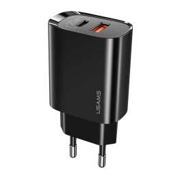 USAMS Ładowarka sieciowa Usams T35 20W 1xUSB-C + 1xUSB PD 3.0 QC 3.0 bez kabla - czarna