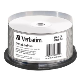VERBATIM BD-R DL Verbatim 50GB 6x Wide Printable - No ID Brand (spindle 25)