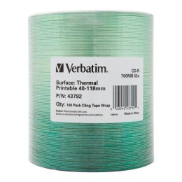 VERBATIM CD-R Verbatim 700MB 52x Thermal Printable No ID Brand (Wrap 100)