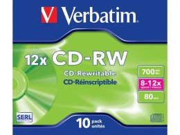 VERBATIM CD-RW Verbatim 700MB Scratch Resistant X12 (10 Jewel Case)