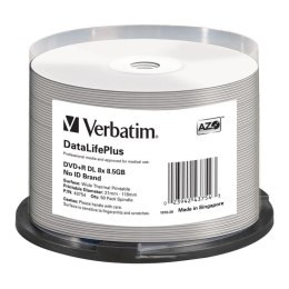 VERBATIM DVD+R DL Verbatim DataLife Plus 8.5GB 8x Wide Thermal Printable (Spindle 50)