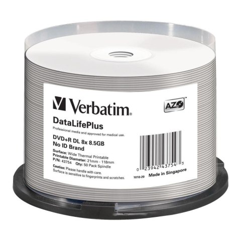 Verbatim DVD+R DL Verbatim DataLife Plus 8.5GB 8x Wide Thermal Printable (Spindle 50)