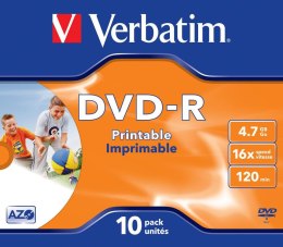 VERBATIM DVD-R Verbatim 4.7GB X16 Printable (10 Jewel Case)
