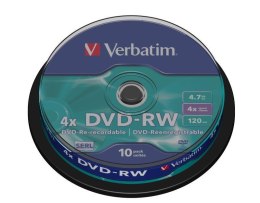 VERBATIM DVD-RW Verbatim 4x 4.7GB (Cake 10) MATT SILVER