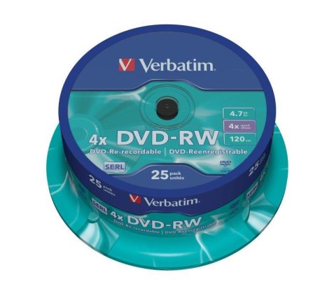 VERBATIM DVD-RW Verbatim 4x 4.7GB (Cake 25) MATT SILVER