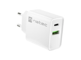 Natec Ładowarka sieciowa Natec Ribera 1x USB-A + 1x USB-C 20W biała